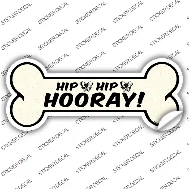 B-104s-S Hip Hip Hooray Novelty Bone Sticker Decal - Small