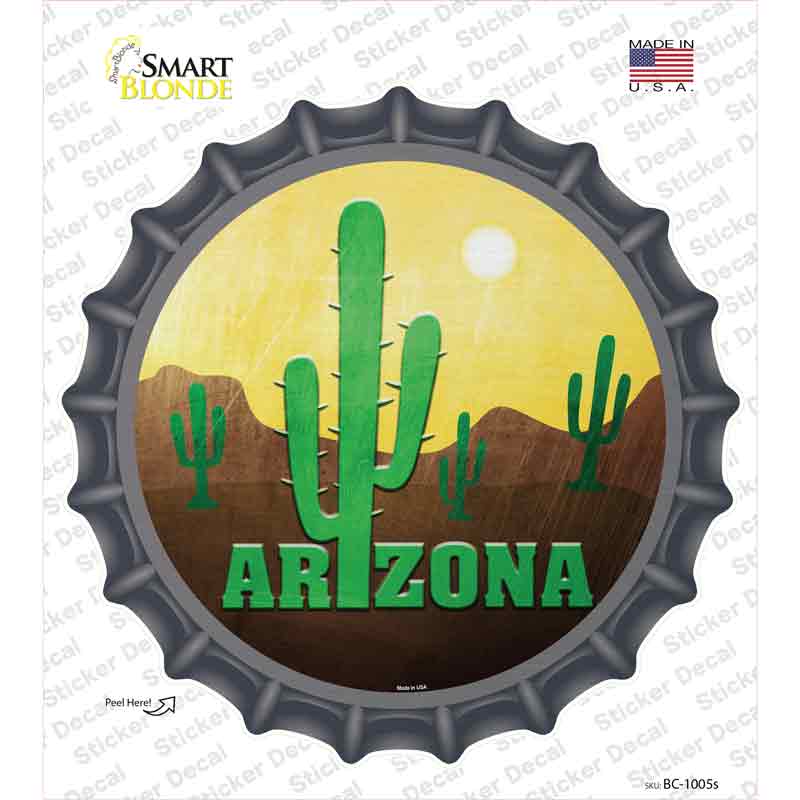 BC-1005s-M Arizona with Saguaro Novelty Bottle Cap Sticker Decal - Medium