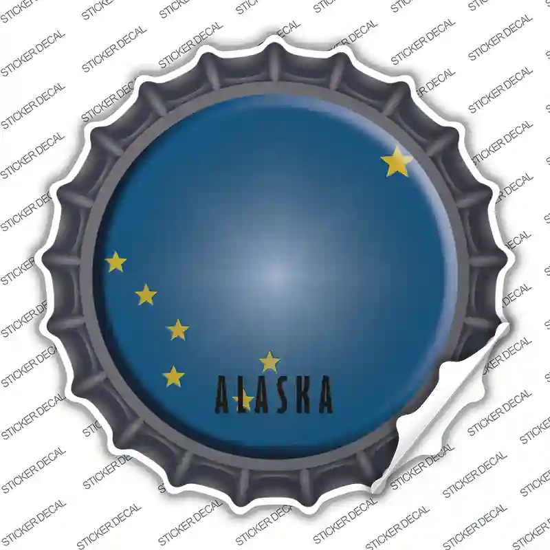 BC-101s-S Alaska State Flag Novelty Bottle Cap Sticker Decal - Small