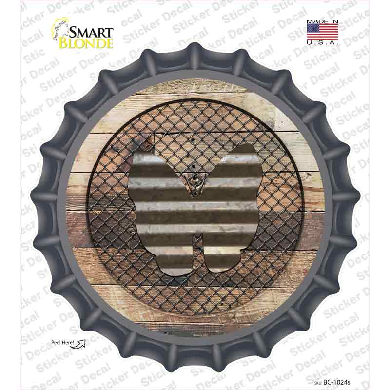 BC-1024s-M Butterfly on Wood Novelty Bottle Cap Sticker Decal - Medium