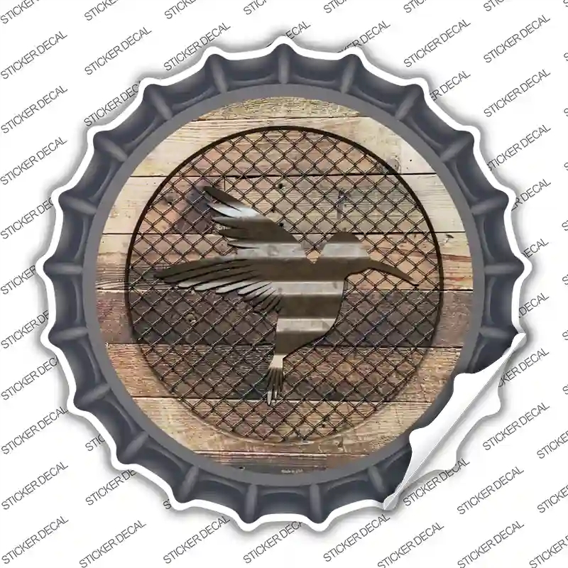 BC-1025s-S Hummingbird on Wood Novelty Bottle Cap Sticker Decal - Small