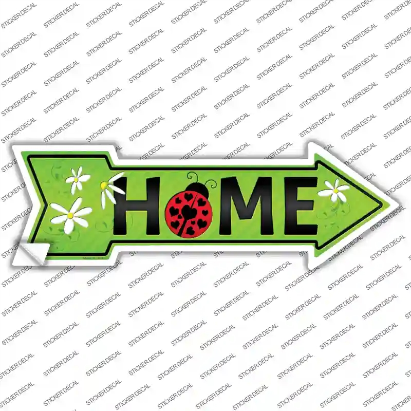 A-405s-XL Home with Ladybug Novelty Arrow Sticker Decal - Extra Large