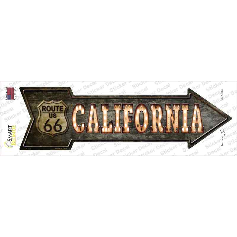 A-423s-M California Route 66 Bulb Letters Novelty Arrow Sticker Decal - Medium