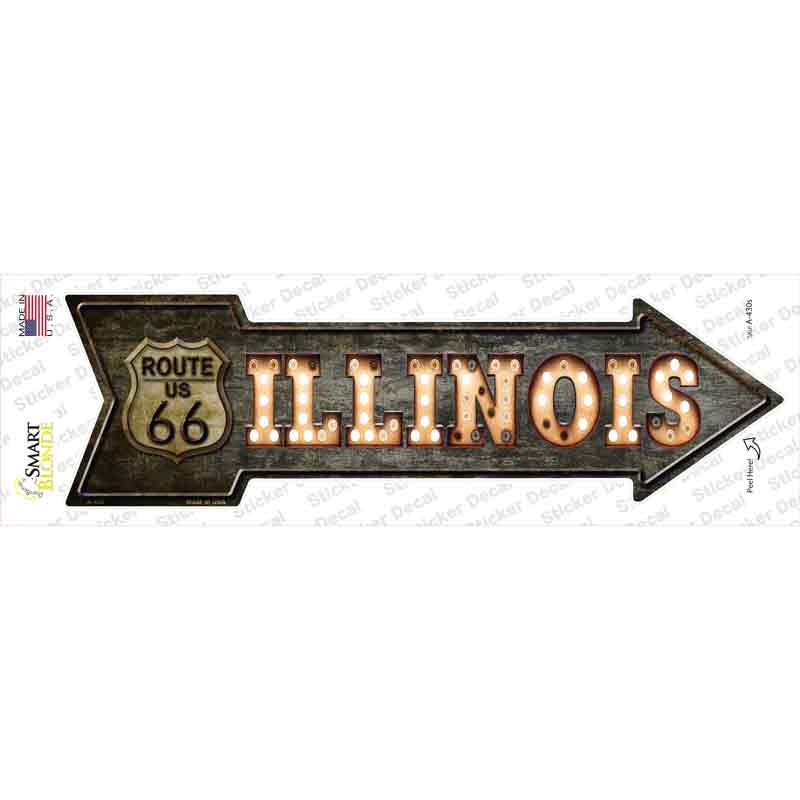 A-430s-M Illinois Route 66 Bulb Letters Novelty Arrow Sticker Decal - Medium