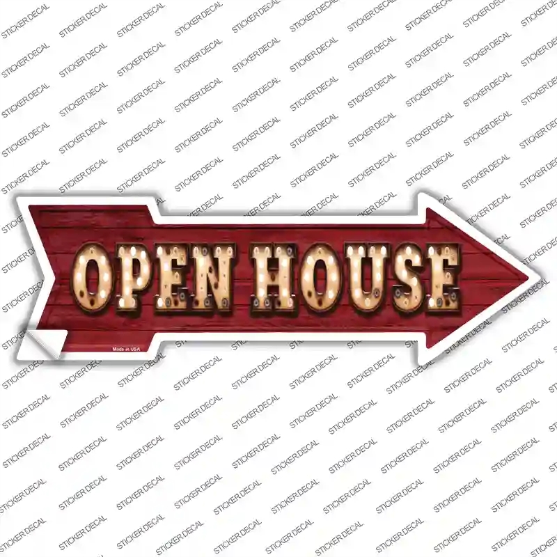 A-437s-S Open House Bulb Letters Novelty Arrow Sticker Decal - Small