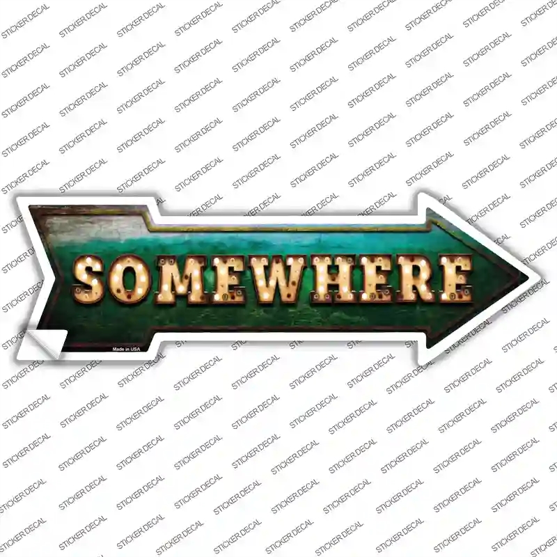 A-450s-S Somewhere Bulb Letters Novelty Arrow Sticker Decal - Small