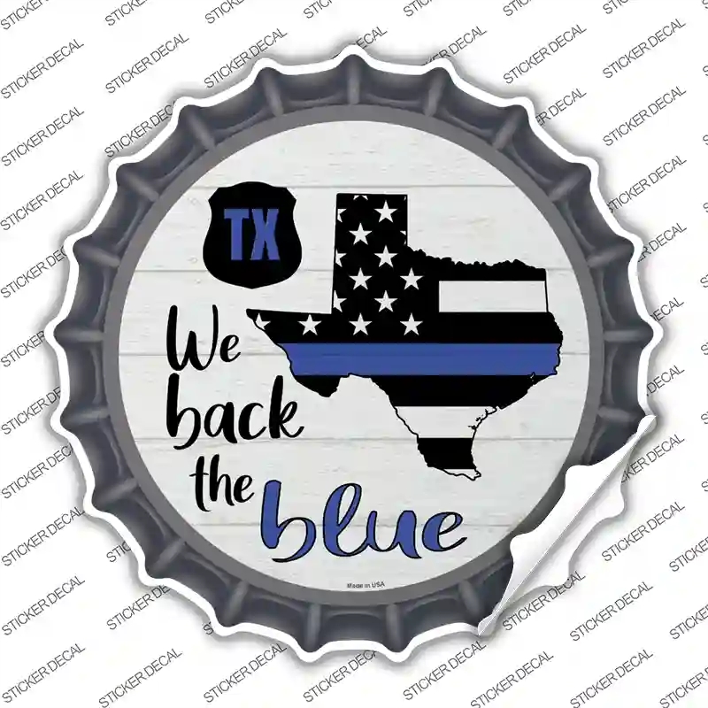 BC-1272s-L Texas Back the Blue Novelty Bottle Cap Sticker Decal - Large