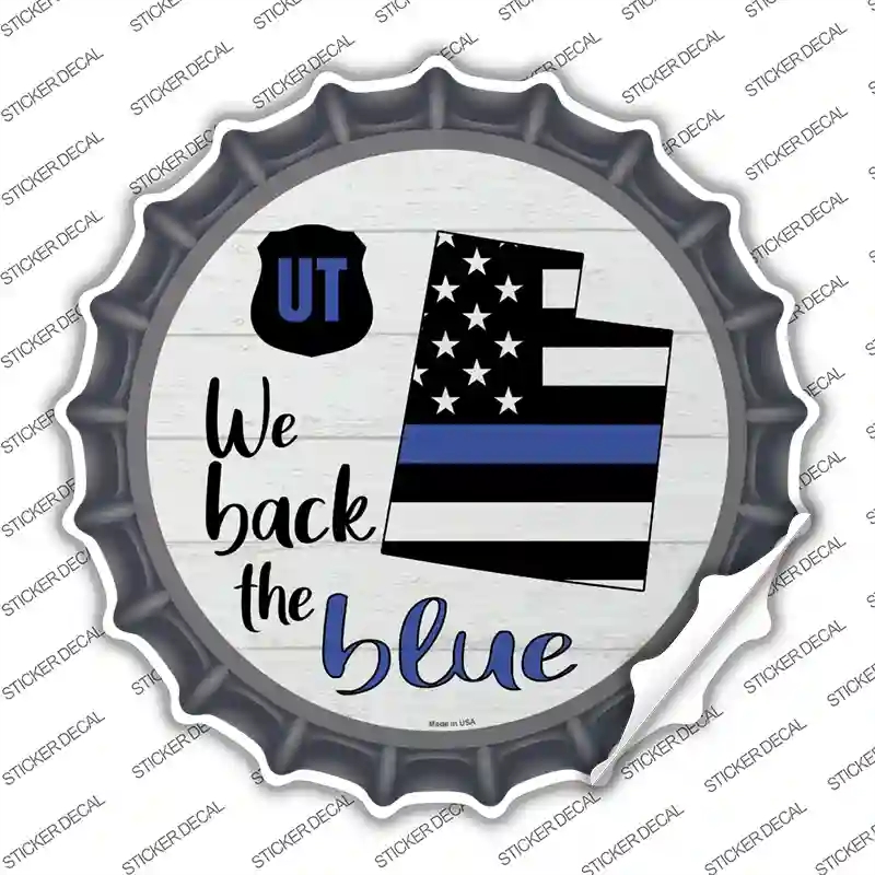 BC-1273s-XL Utah Back the Blue Novelty Bottle Cap Sticker Decal - Extra Large
