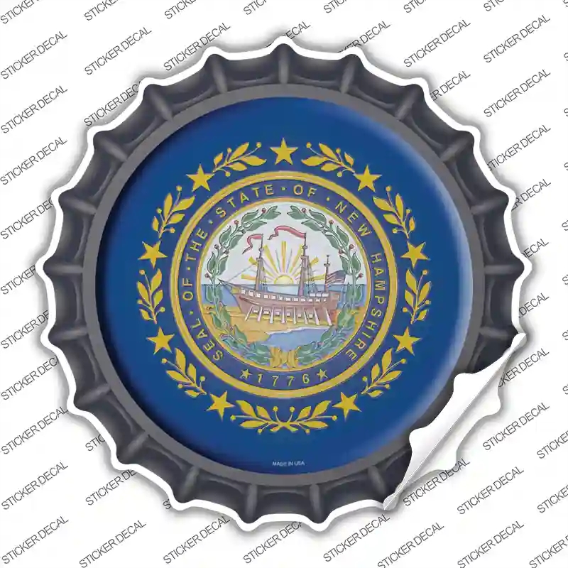 BC-128s-S   Hampshire State Flag Novelty Bottle Cap Sticker Decal - Small