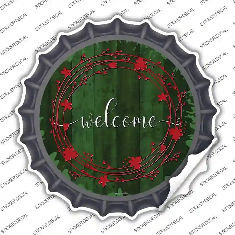BC-1421s-XL Welcome Green Novelty Bottle Cap Sticker Decal - Extra Large
