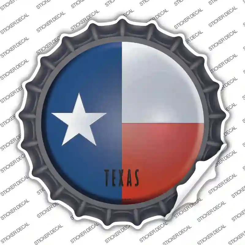 BC-142s-S Texas State Flag Novelty Bottle Cap Sticker Decal - Small