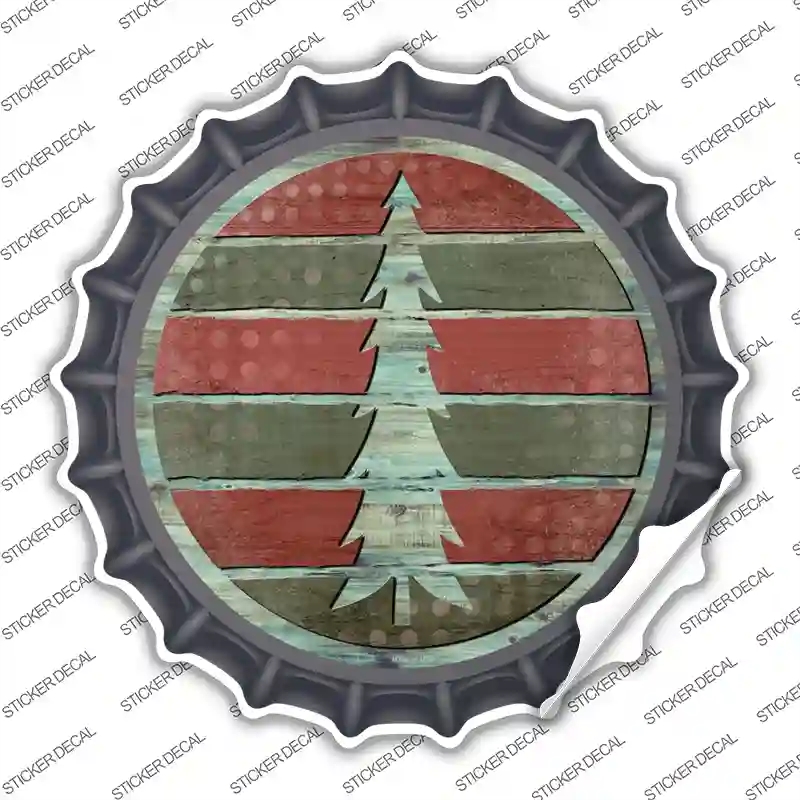 BC-1559s-L Tree Red & Green Novelty Bottle Cap Sticker Decal - Large