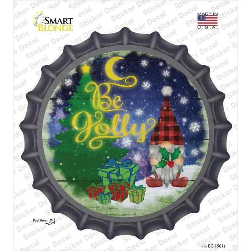 BC-1561s-M Be Jolly Gnome Novelty Bottle Cap Sticker Decal - Medium