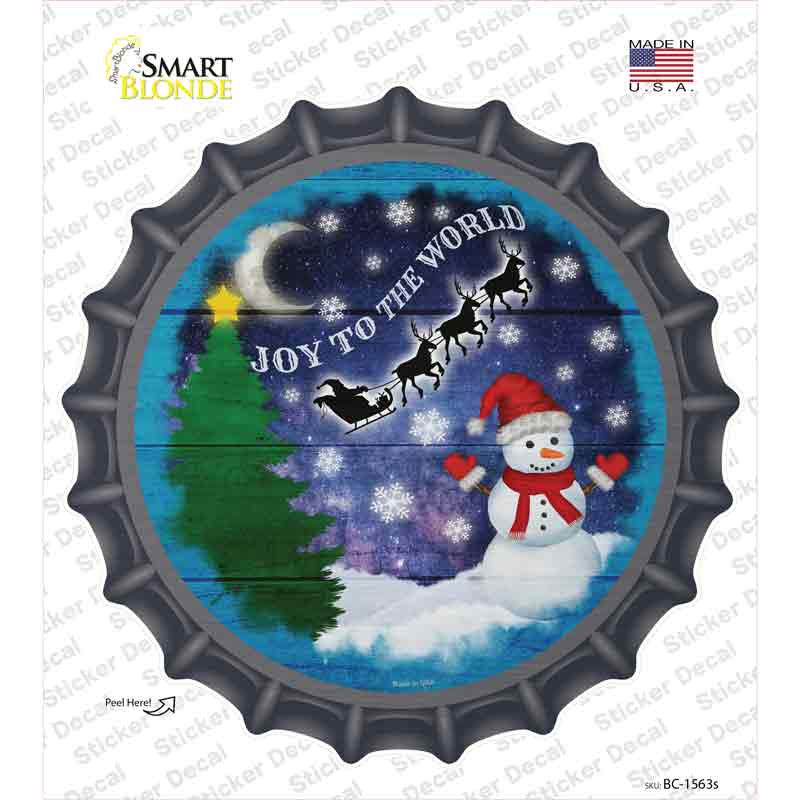 BC-1563s-M Joy to the World Snowman Novelty Bottle Cap Sticker Decal - Medium