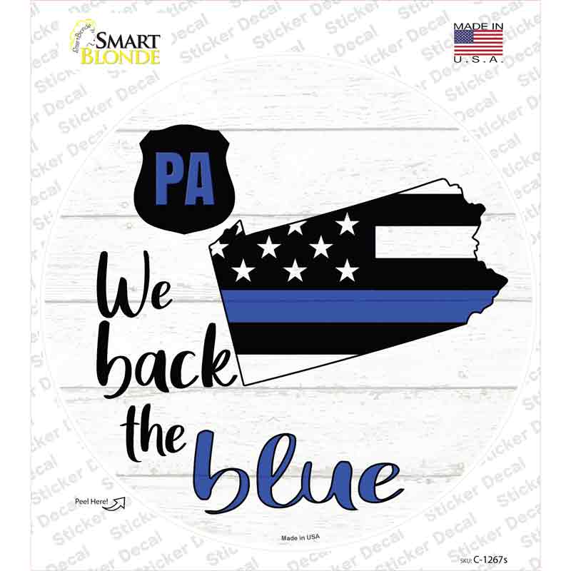 C-1267s-M Pennsylvania Back the Blue Novelty Circle Sticker Decal - Medium