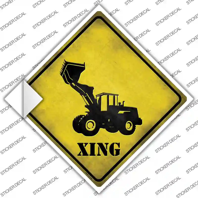 CX-128s-S Dozer Xing Novelty Diamond Sticker Decal - Small