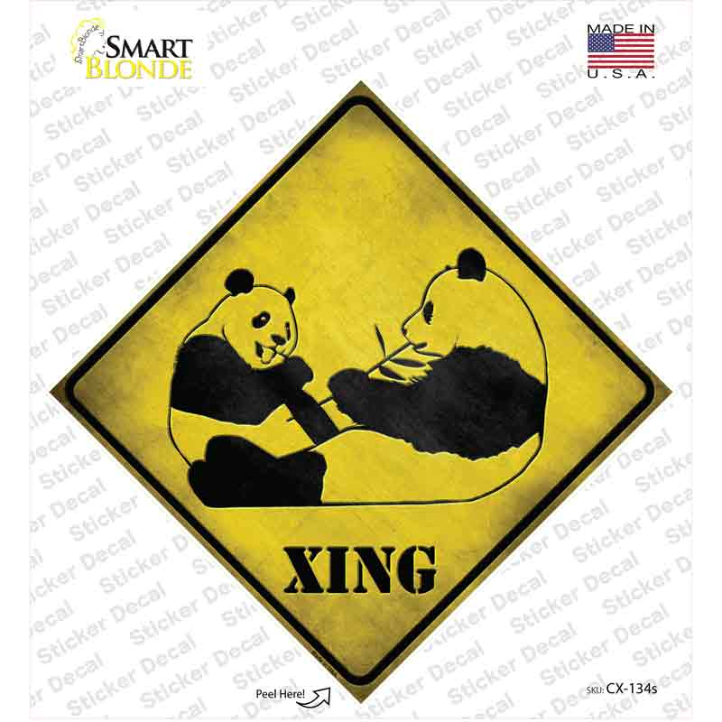 CX-134s-M Pandas Xing Novelty Diamond Sticker Decal - Medium