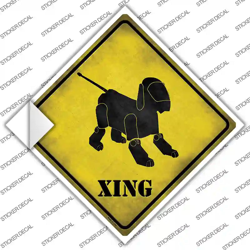 CX-156s-L Robot Dog Xing Novelty Diamond Sticker Decal - Large