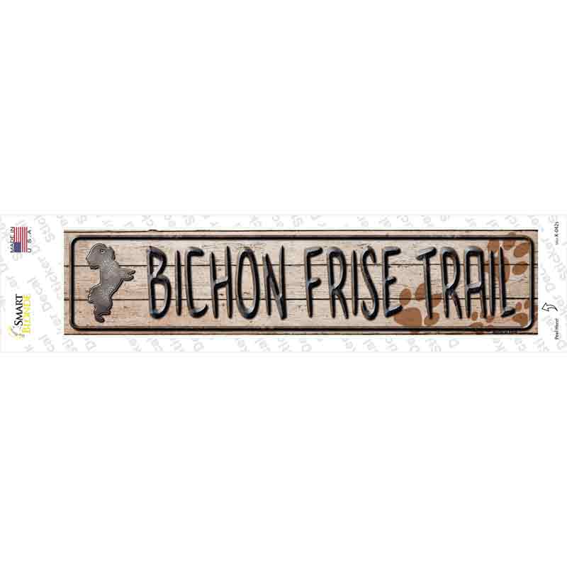 K-042s-M Bichon Frise Trail Novelty Narrow Sticker Decal - Medium