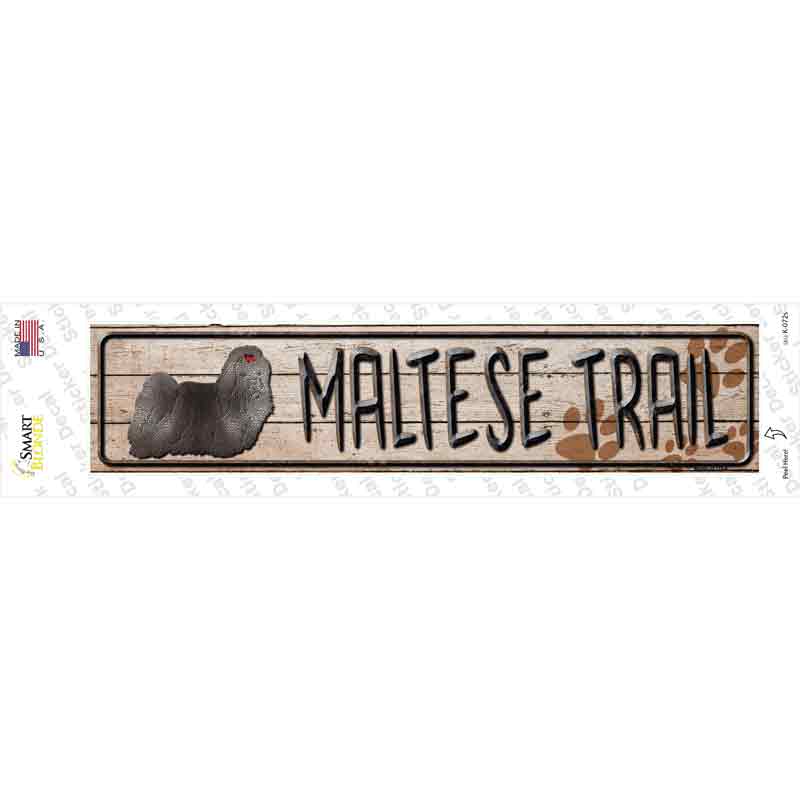 K-072s-M Maltese Trail Novelty Narrow Sticker Decal - Medium