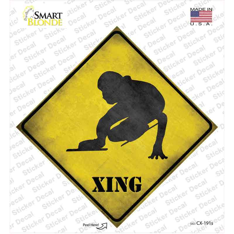 CX-191s-M Speed Skater Xing Novelty Diamond Sticker Decal - Medium