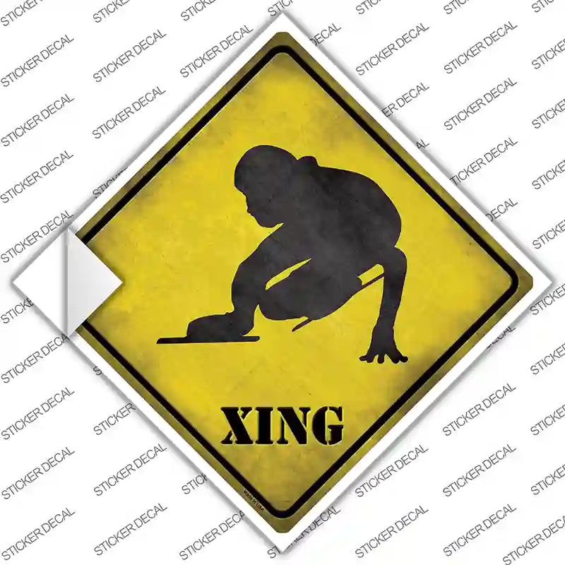CX-191s-S Speed Skater Xing Novelty Diamond Sticker Decal - Small