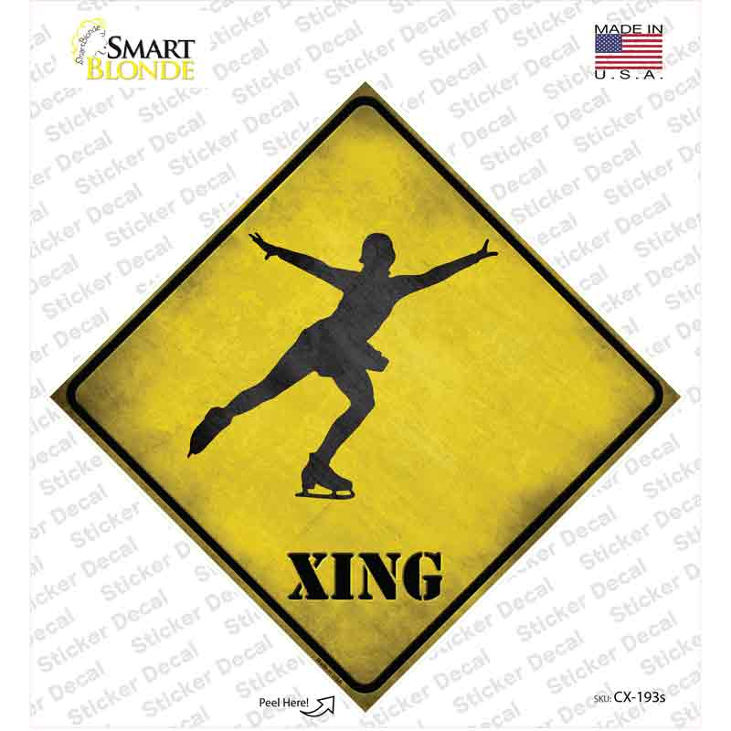 CX-193s-M Figure Skater Xing Novelty Diamond Sticker Decal - Medium
