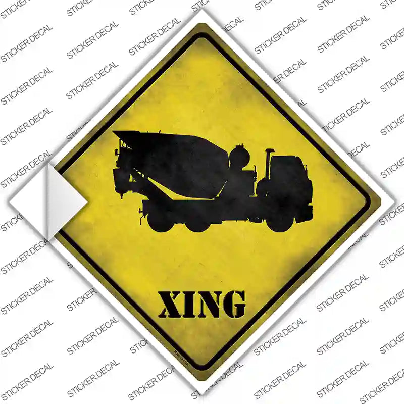 CX-206s-L Cement Mixer Xing Novelty Diamond Sticker Decal - Large