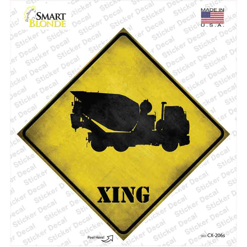 CX-206s-M Cement Mixer Xing Novelty Diamond Sticker Decal - Medium