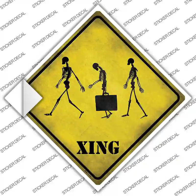 CX-223s-L Three Walking Skeleton Xing Novelty Diamond Sticker Decal - Large