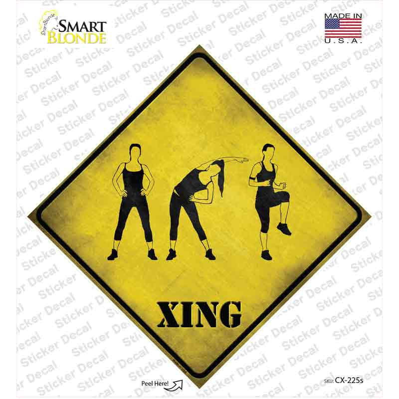 CX-225s-M Women Working Out Xing Novelty Diamond Sticker Decal - Medium