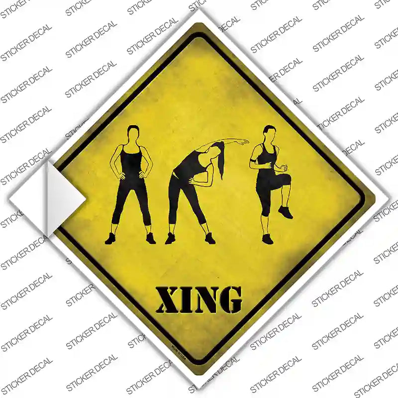 CX-225s-S Women Working Out Xing Novelty Diamond Sticker Decal - Small