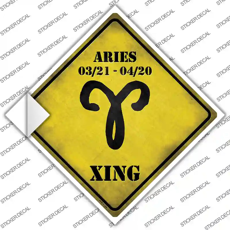 CX-234s-S Aries Zodiac Symbol Xing Novelty Diamond Sticker Decal - Small
