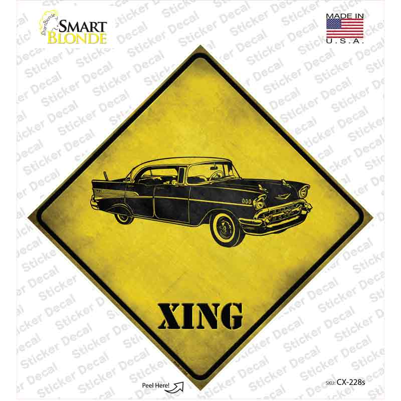 CX-228s-M Classic 57 Chevy Xing Novelty Diamond Sticker Decal - Medium