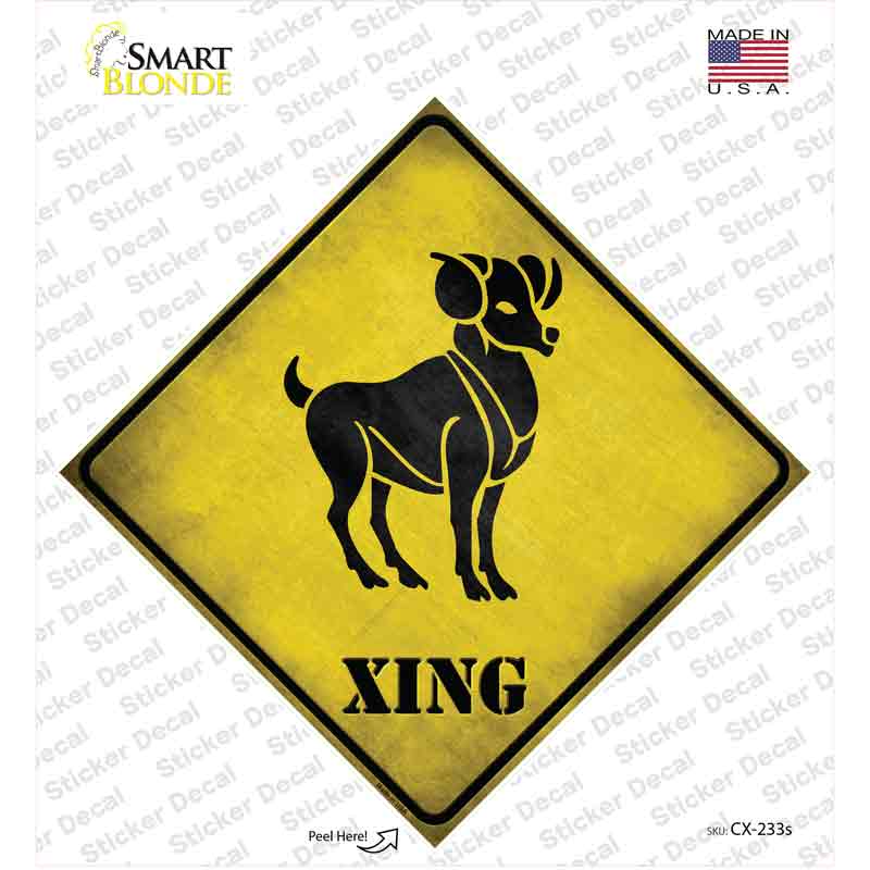 CX-233s-M Aries Zodiac Animal Xing Novelty Diamond Sticker Decal - Medium