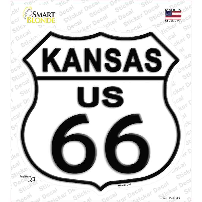 HS-104s-M Kansas Route 66 Novelty Highway Shield Sticker Decal - Medium