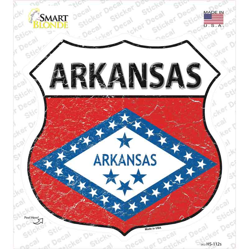HS-112s-M Arkansas Flag Novelty Highway Shield Sticker Decal - Medium