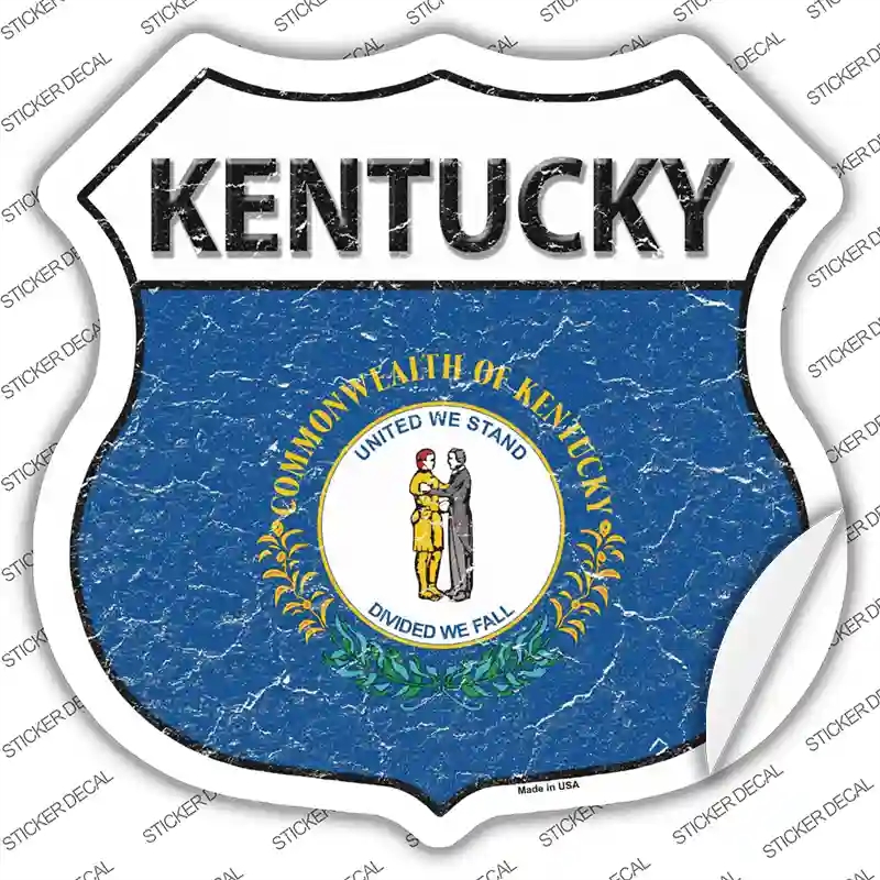 HS-125s-S Kentucky Flag Novelty Highway Shield Sticker Decal - Small
