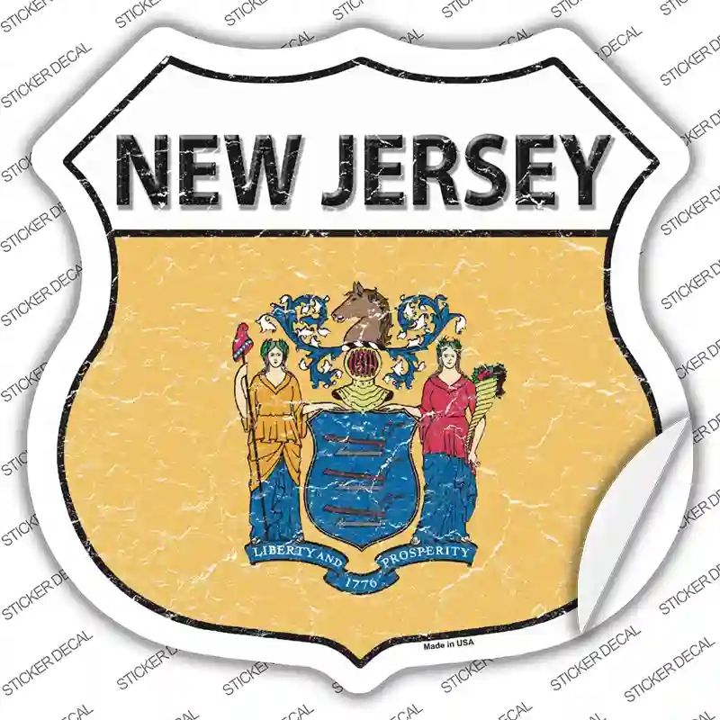 HS-138s-XL   Jersey Flag Novelty Highway Shield Sticker Decal - Extra Large