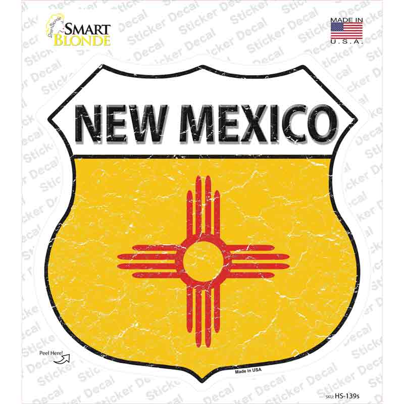 HS-139s-M   Mexico Flag Novelty Highway Shield Sticker Decal - Medium