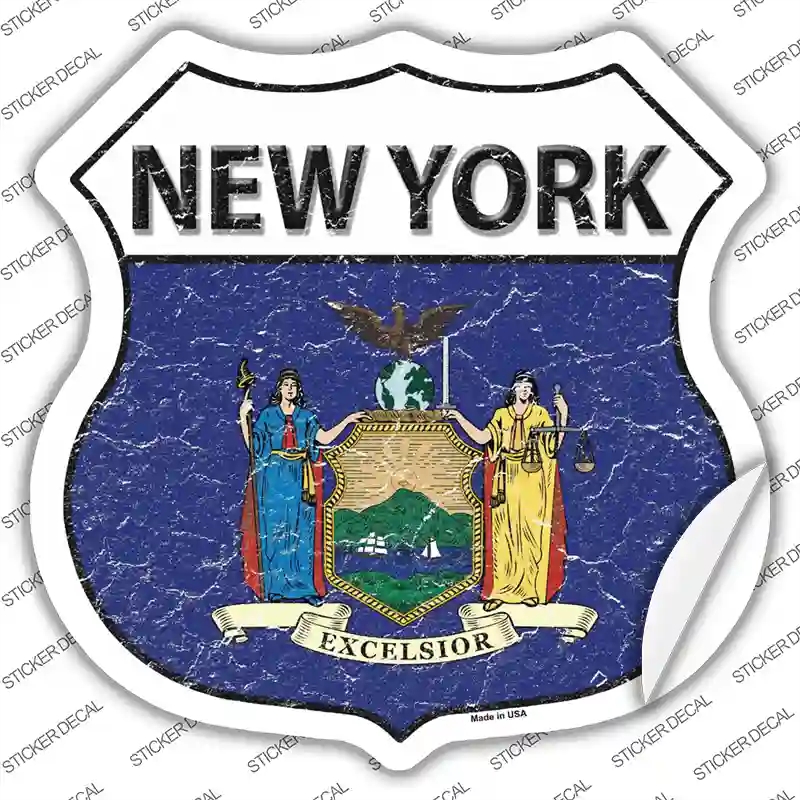 HS-140s-S   York Flag Novelty Highway Shield Sticker Decal - Small