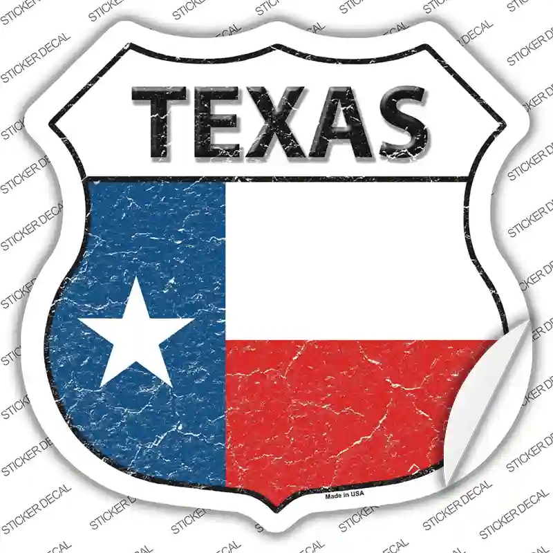 HS-151s-S Texas Flag Novelty Highway Shield Sticker Decal - Small