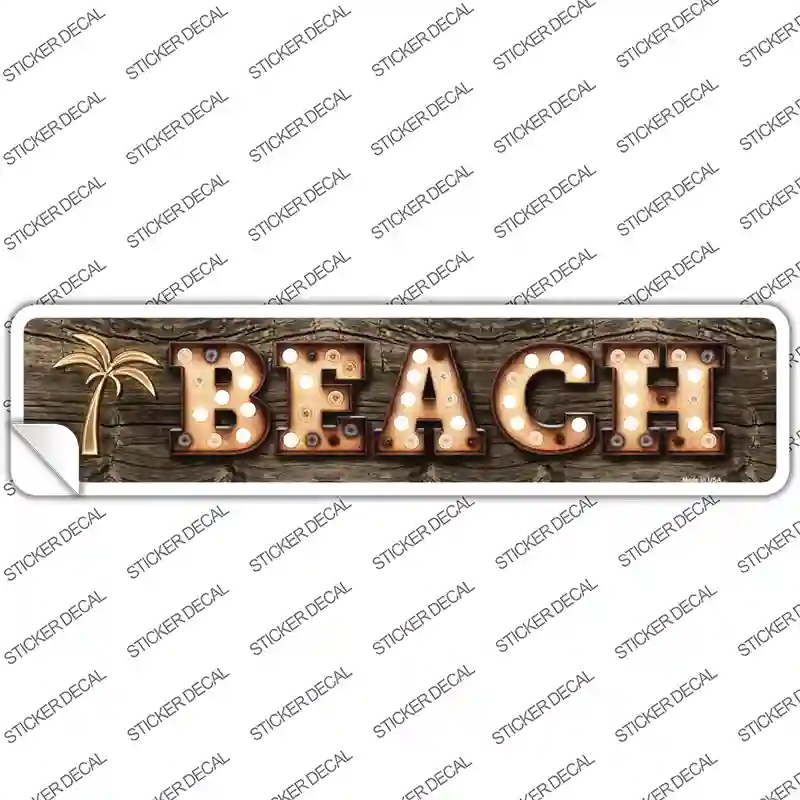 K-814s-S Beach Palm Tree Bulb Lettering Novelty Narrow Sticker Decal - Small