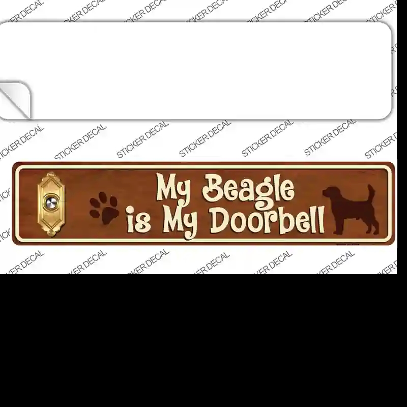 K-627s-S Beagle is Doorbell Novelty Narrow Sticker Decal - Small