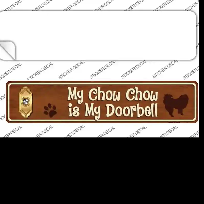 K-632s-S Chow Chow is Doorbell Novelty Narrow Sticker Decal - Small