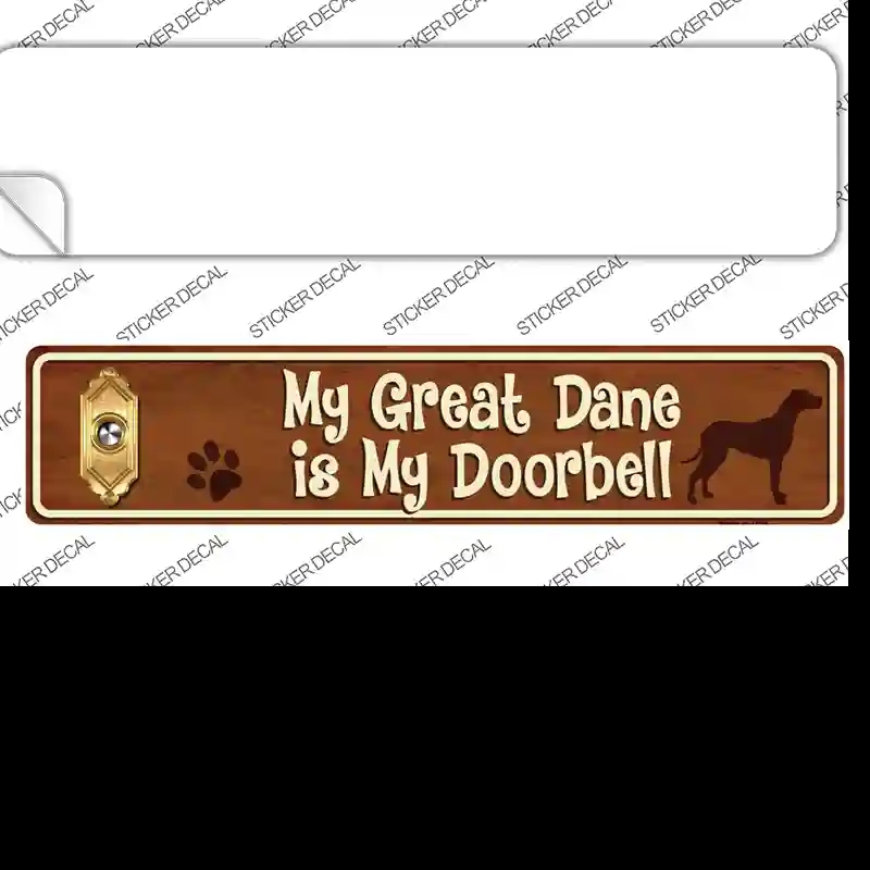K-636s-S Great Dane is Doorbell Novelty Narrow Sticker Decal - Small