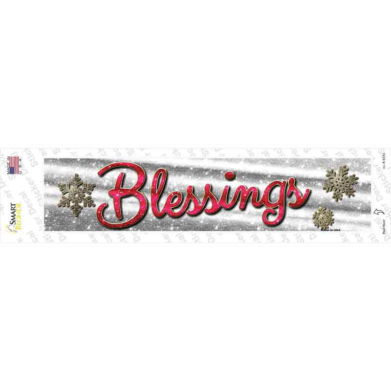 K-655s-M Blessings with Snowflakes Novelty Narrow Sticker Decal - Medium