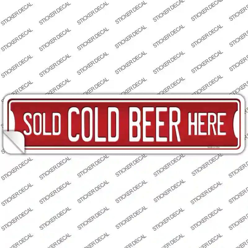K-1372s-L Cold Beer Here Novelty Narrow Sticker Decal - Large