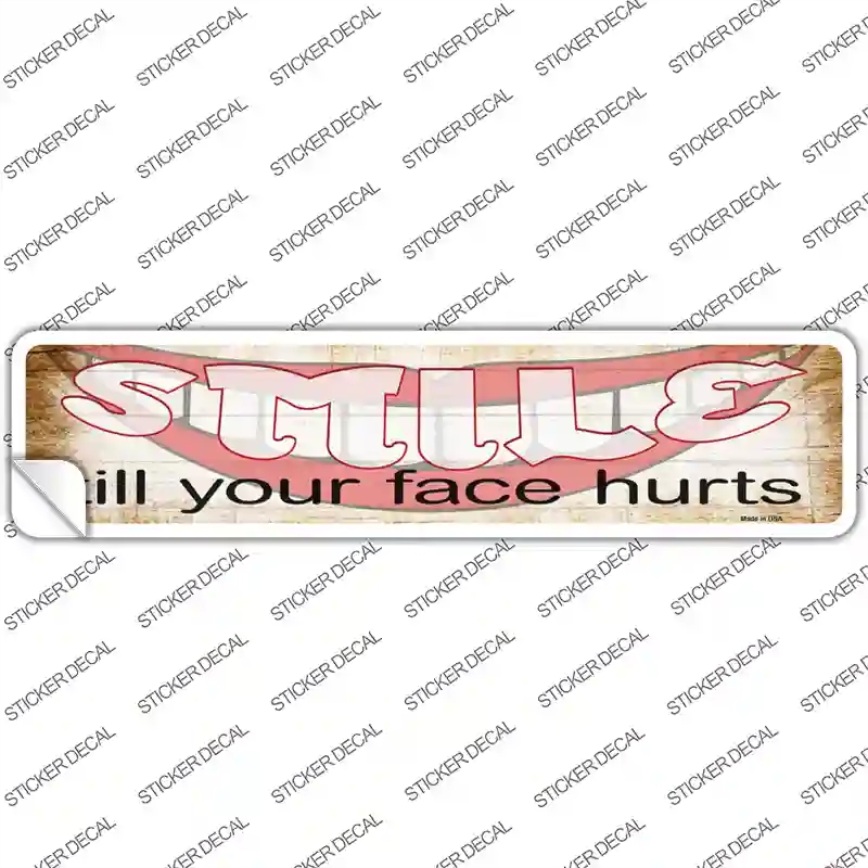 K-1729s-S Smile Face Hurts Novelty Narrow Sticker Decal - Small