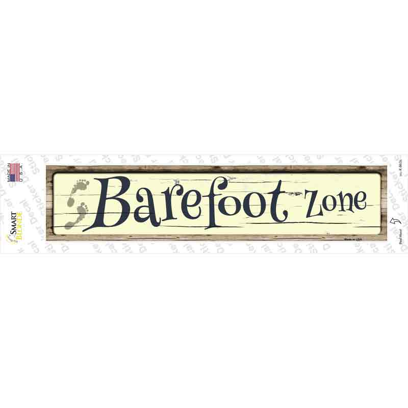 K-863s-M Barefoot Zone Novelty Narrow Sticker Decal - Medium